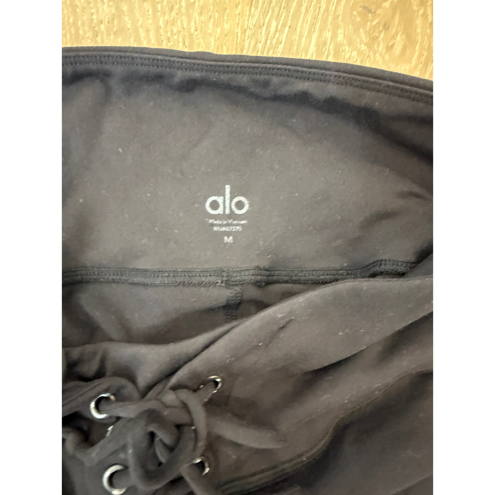 Alo Yoga Black Lace-Up Biker Shorts - Picture 3 of 4